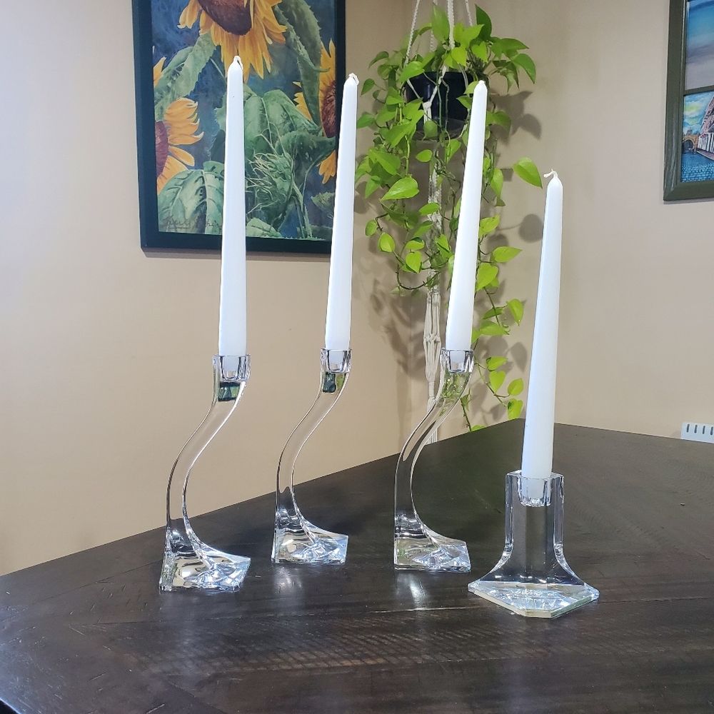 Vtg Josef Riedel Crystal Candlesticks by Riedel Austria 1970s Vintage